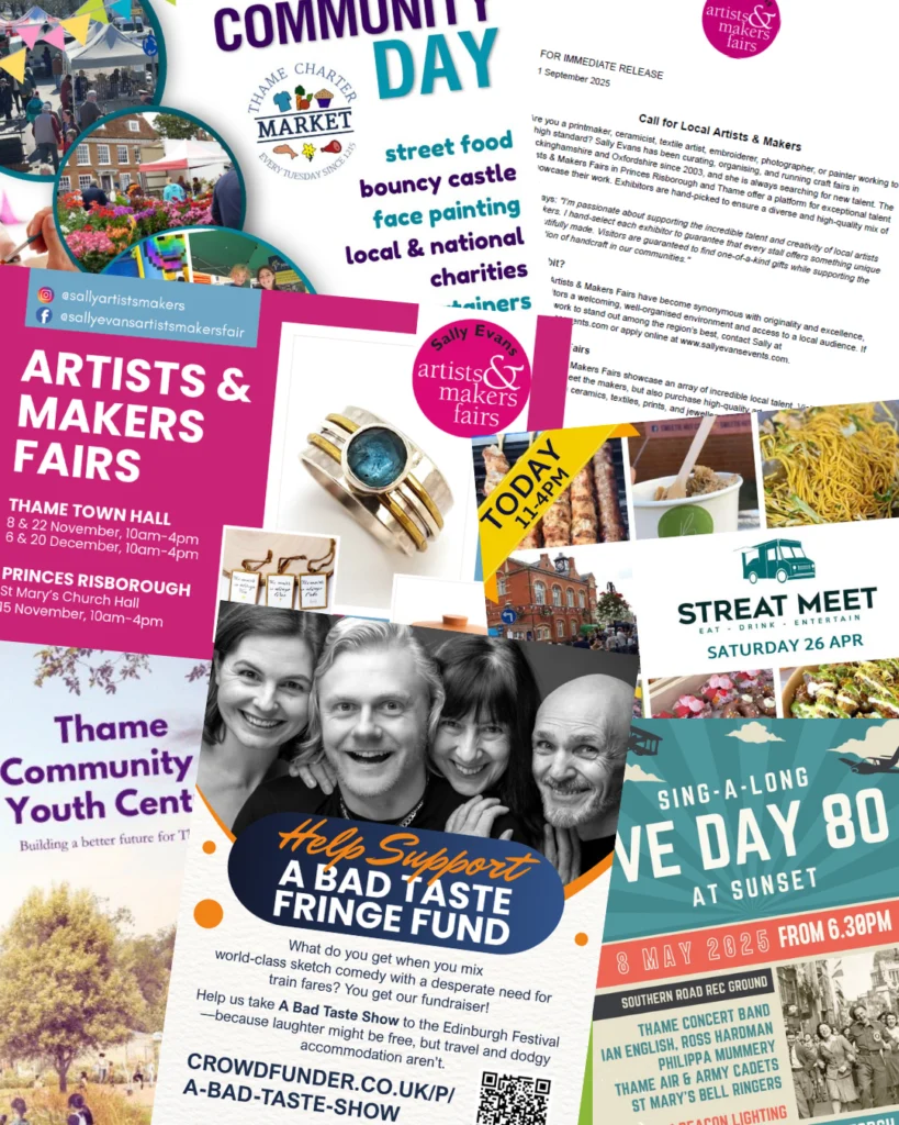 Collage of marketing materials created by Belle